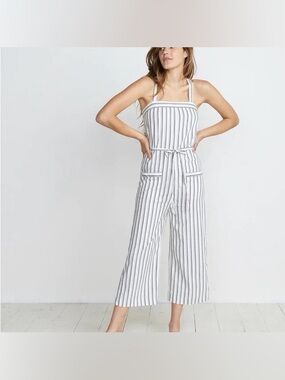 Marine Layer Juliette Jumpsuit Wide Leg Cropped Culotte Size S Summer Vacation